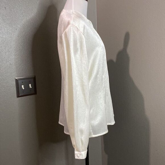 Oscar De La Renta Vintage Textured Cream Long Sleeve Blouse Button Down - Picture 7 of 12